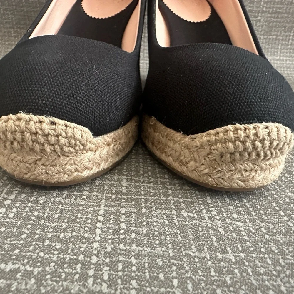 J.Crew Women’s Black Espadrille Wedge Heels – Size 6.5